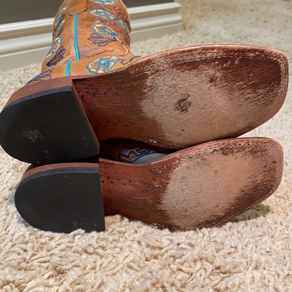 Macie Bean Western Cowboy Boots Turquoise Trim - Picture 8 of 13